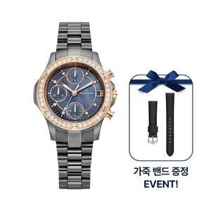 [로만손]루미에르 아스트 크로노 블랙다이얼 블랙 여성시계 RWRMQL2B7000CTBK0