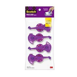 3M 스카치 투명 양면 테이프 리필 세이빙팩 017R 4개 (8.4mmx8m)