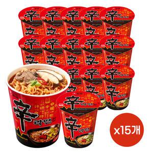 농심 신라면컵 65g X 15입 1박스 소 작은 컵라면 간식 캠핑
