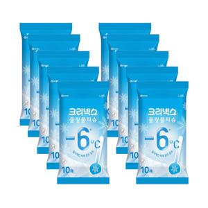 크리넥스 쿨링 물티슈 10매 X 10개 페퍼민트향