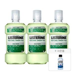 리스테린 그린티 마일드, 750ml, 3개 + 증정(캐비티케어 마일드, 100ml, 1개)