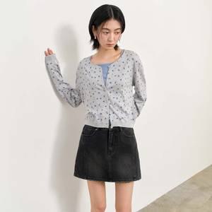 WOMAN 플라워 프린트 가디건 [GREY] / WBE2L04531
