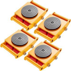 VEVOR 4pcs 8T 기계 스케이트 돌리, 17637파운드 무빙 스케이트, 360 회전 캡이 있는 이동 장비용 PU 롤러 4개, 노란색