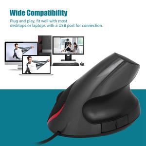손목 편한 수직 버티컬 마우스 1600DPI USB 유선 공학적 받침대 게임용 PC 노트북 컴퓨터용