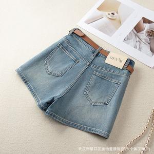 여성 러블리 청반바지 캐주얼 데님 반바지 여름핏 슬림핏 하이웨스트 와이드 바지 위에 3부 를 입기 다올2