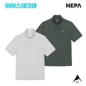 [AK플라자] [네파] 남성 아이스테크쉘 하프 반팔 집업티셔츠 7k35433