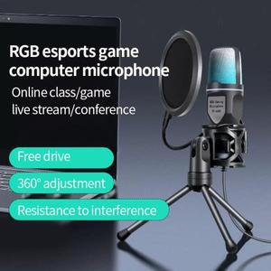 SF666R USB 마이크 RGB 콘덴서 와이어 게이밍 팟캐스트 녹음 스튜디오 노트북 데스크탑 PC용