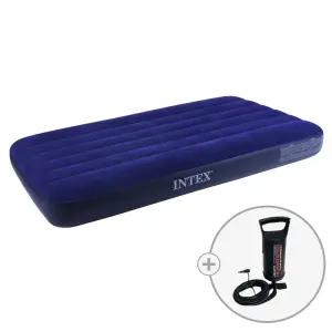 INTEX 인텍스 듀라빔 다우니 블루 에어매트(광폭싱글)+핸드펌프M(68612) 세트