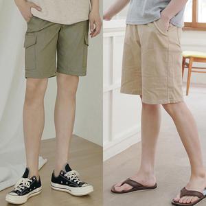 시원한 여름 남자 반바지/와이드 카고 린넨 면 청 밴딩 휴가 스판 남성 7부 5부 오부 칠부 빅사이즈 고무줄 밴드
