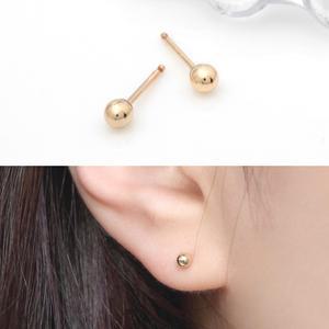 14K 골드필드 이어링 3mm 볼 일자침 귀걸이