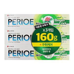 엘지 페리오 치약 브레쓰 쿨 케어 알파 160g 3입 1개