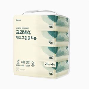 크리넥스 에코그린 생분해 물티슈 70매X4입
