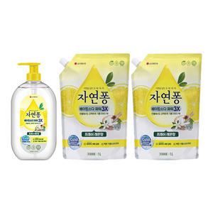 자연퐁 베이킹소다파워 3X 레몬 용기 735ML, 1개 + 리필 1L, 2개