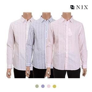 [닉스]남성 코튼린넨 컴포트핏 스트라이프 셔츠_FNNECSL102P