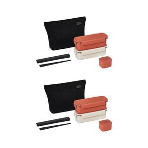 슬림도시락 440ML*2P (브라운+아이보리), 2개