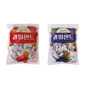 한입 과일 샌드 딸기향 + 포도향 800g 1봉씩 총 2봉 인간사료 디저트 사무실 간식 커피 대용량