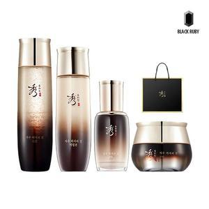 기초4종 자우 럭셔리진 스킨+에멀전+크림+앰플+쇼핑백