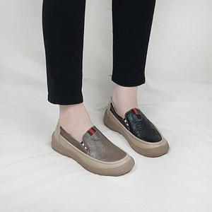[기타]토무 소가죽 음각 패턴 밴딩 키높이 슬립온 4cm