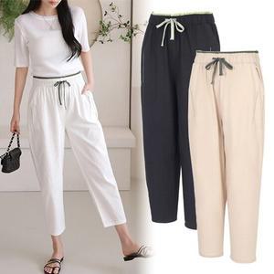 여름 데일리 릴렉스 마팬츠 스판 여성 린넨 8부 바지 DPMLSL61