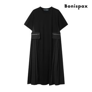 [롯데백화점]보니스팍스 사이드 플리츠 반팔 원피스 (XP4OP020M0)