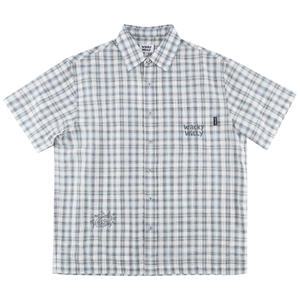 와키윌리 빅체크 반팔 셔츠 WA2502SS14BL