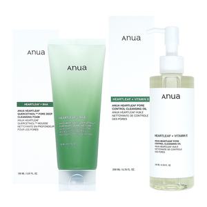 아누아 어성초 쿼세티놀 모공 딥 클렌징 폼 150ml + 어성초 포어 컨트롤 클렌징 오일 200ml 순한 피지케어