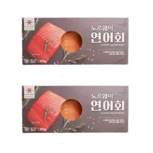 [소비기한 임박] 프레쉬프로즌 노르웨이연어회 필렛 산지가공 항공직송 200g, 2개