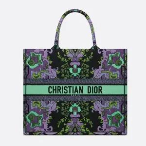 디올 DIOR BOOK TOTE 라지 백 멀티 컬러 Dior Indian Purple 자수 M1286ZESK_M19E