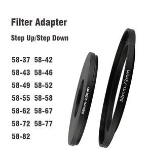 카메라 렌즈 필터 어댑터 링 스텝 업/다운 링 금속 58mm-43 46 49 52 55 62 67 72 77 82mm UV ND CPL 렌즈