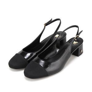 바바라 소가죽 굽 B골드 장식 여성 슬링백 4cm_BBH503