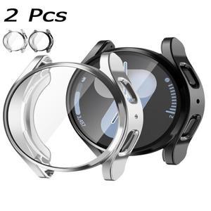 삼성 갤럭시 워치 7-FE 5 4 40mm 44mm용 TPU 케이스 2개, 커버, 도금 범퍼, 스크린 보호필름 포함 7