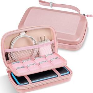 닌텐도 뉴 2DS XL LL / 3DS LL용 핀티 휴대용 케이스, 게임 카드 슬롯과 내부 포켓이 있는 보호용 하드 쉘 여행용 커버 파우치, 로즈 골드