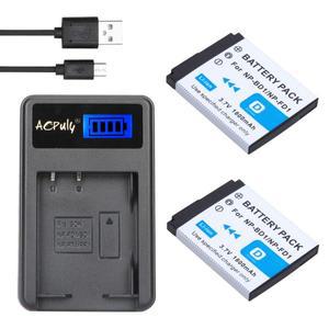 2x NP-FD1 배터리 + 충전기 소니 사이버샷 DSC-T2 T300 T90 TX1