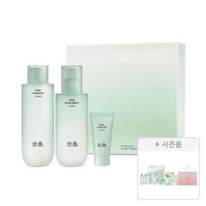 한율 어린쑥수분진정2종세트, 1개+증정(어린쑥 3종 키트, 1개+토너 18ml, 1개+크림 10ml, 1개+랩핑 마스크 23g, 1개+선크림 15ml, 1개+쇼핑백, 1개)