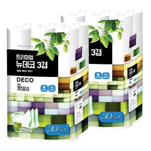 프리미엄뉴데코20M3겹30롤x2팩(60롤)화장지/휴지/두루마리