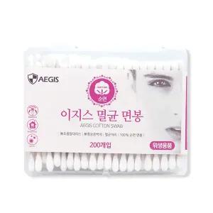 이지스 멸균 면봉 200개입(사각) 1통 순면 위생면봉