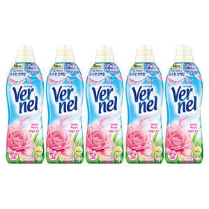 버넬 고농축 섬유유연제 와일드로즈, 900ML, 5개