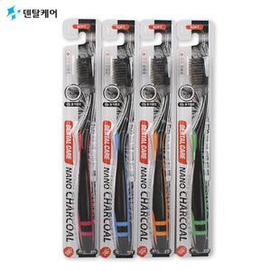 국산 덴탈케어 숯칫솔세트(4P) 치과용 항균칫솔 치석제거 이중미세모 약국칫솔 은칫솔