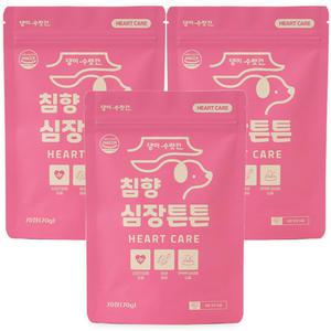 강아지 심장 영양제 기침 감기 면역 노견 헥헥거림 기관지 오메가3 댕이수랏간 침향심장튼튼 70g 3개