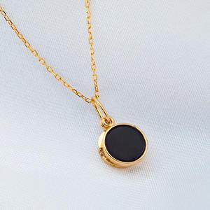 14K 블랙 오닉스 더블 코인 금 목걸이