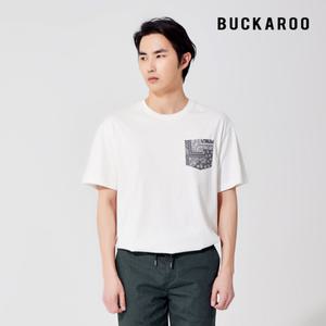 [버커루]유니 20수 페이즐리 포켓 라운드티(B212Z1010P).