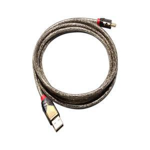 LINDY 기계식 키보드용 C 타입 케이블, 실버 브라운 스트레이트 금도금 USB A to 소프트 롱 2m