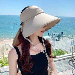 탈부착 뒷목 가림막 넓은 챙 모자 여름 여성 휴가 여자 플랩캡 물놀이 썬캡
