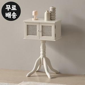 [벤티스가구]베르 엔틱 원목 라탄 양문 미니 협탁 사이드 작은 소형 침대옆 테이블(425)
