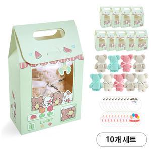 [10개] 니즈엘 고리 수건 + 선물 상자 30x30 곰 타올 어린이집 단체 행사 선물
