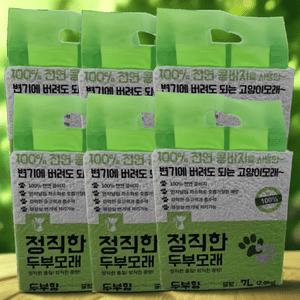 변기에 버려도 되는 먼지없는 고양이모래 두부모래 7L x 6개 정직한 고양이모래 두부향