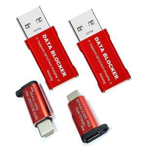 데이터 블로커 USB A to C 차단기(4팩) 주스 잭킹 방지 100% 보장 해커 공격 20V/4A의 안전한 고속 충전 도