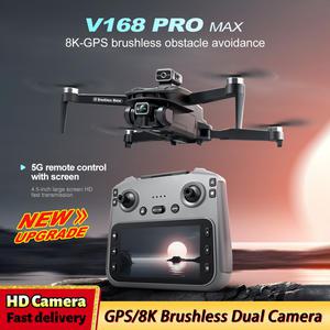 V168 업그레이드 된 스크린 제어 드론 8K 카메라 5G 이미지 전송 장애물 회피 브러시리스 모터 Quadcopter