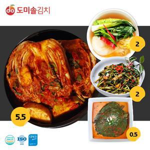 도미솔 김치 4종 총10kg(포기김치 5.5kg+삼색물김치2kg+열무김치2kg+깻잎김치0.5k
