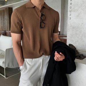 남성 데일리룩 카라 반팔티 칼라 폴라 셔츠 반팔 루즈핏 캐주얼 여름 솔리드 니트 티 이너 스포M2